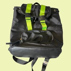 Black Backpack with Neon Green Straps